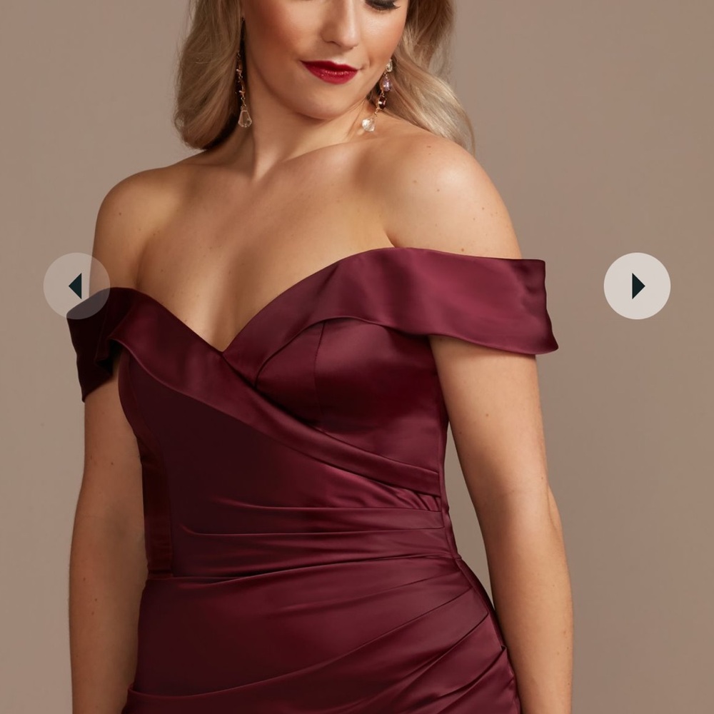 Galina Off Shoulder Satin Gown David’s Bridal